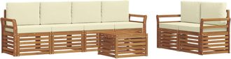 vidaXL Conjunto De Sof&aacute;s De Exterior 7 Uds. Natural Y Crema Vidaxl