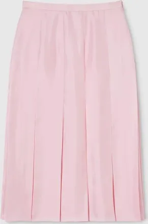 Gucci Silk Twill Pleated Midi Skirt, Pink, Ready-to-wear
