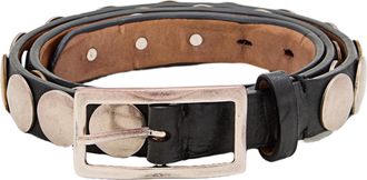 Reptiles House Bahia Leather Belt With Flat Round Studs And Rectangular Buckle