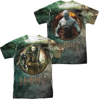 Gildan Hobbit Dwarves Vs Azog (Front/Back) Short Sleeve Adult Poly Crew Tee / T-Shirt