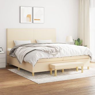 vidaXL Vidaxl - Cama Box Spring Con Colch&oacute;n Tela Color Crema 200x200 Cm