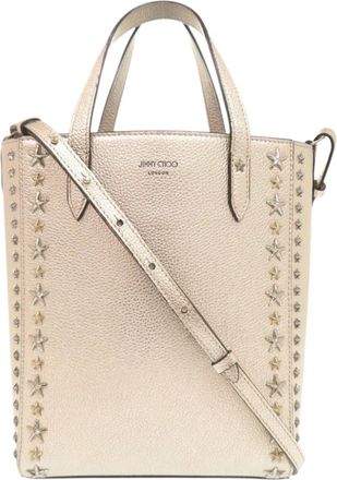 Jimmy Choo London Champagne Gold Leather Handbag Shoulder Bag Tote Bag (Pre-Owned)