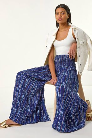 Roman Abstract Print Palazzo Wide Leg Trouser