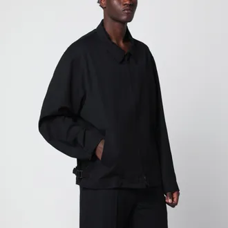 Yohji Yamamoto Giacca con zip nera in misto lana