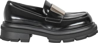 Elena Iachi Zwarte Loafers met Gesp - Dames - Loafers - Zwart - 38 EU - Leer - Schoenen