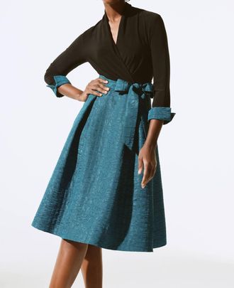 Joseph Ribkoff Marled Midi Wrap Dress In Twilight/black