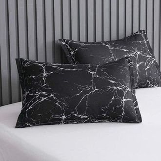 OEM Juego De Ropa De Cama Doble Reversible De M&aacute;rmol Blanco Y Negro Para Adultos Cremallera, Funda N&oacute;rdica 220x240 Cm + 2 Fundas Almohada 65x65 Cm