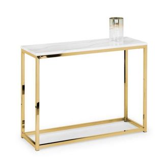 Julian Bowen Scala Console Table 1m White Marble & Gold - Julian Bowen | TJ Hughes