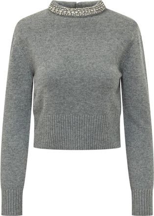 Pinko Berlino Trui Blend - Dames - Ronde hals truien - Grijs - XS - Wol - Truien & Vesten