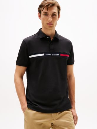 Tommy Hilfiger Poloshirt TOMMY HILFIGER HILFIGER CHEST INSERT REG POLO, Herren, Gr. XXL, schwarz, Piqu&eacute;, Obermaterial: 96% Baumwolle, 4% Elasthan, Rippb&uuml;ndchen, Shir