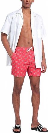 Hartford Palm Tree Print Swim Shorts In Red