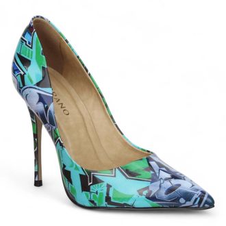 Carrano Womens Loretta Patent Leather Pump Sandals In Graffiti Green
