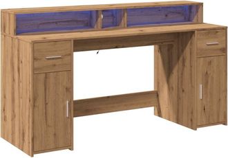 vidaXL Vidaxl - Escritorio con led madera ingeniería roble artisian 160x55x91cm