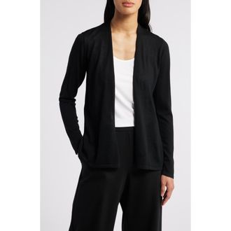 Eileen Fisher Open Front Wool Cardigan in Black at Nordstrom Rack, Size Xx-Small