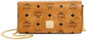 MCM Mini Aren Shoulder Bag in Visetos in Cognac at Nordstrom