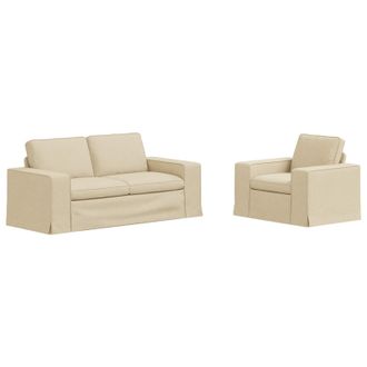 vidaXL Juego De Sof&aacute; 2 Uds. Crema Tela Vidaxl
