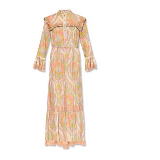 Gucci Maxi Dresses, female, Multicolor, Size: S Floral Lace Trim Dress