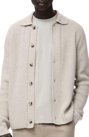 Mango Rib Collar Cardigan in Light/Pastel Grey at Nordstrom, Size Xx-Large