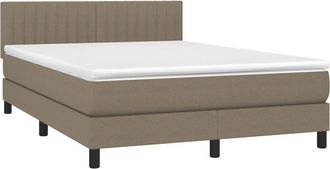 vidaXL Vidaxl - Cama Box Spring Con Colch&oacute;n Tela Gris Taupe 140x190 Cm