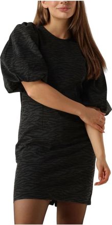 Co'Couture Zebra Crop Puff Jurk - Dames - Korte kleedjes - Grijs - S - Kleedjes