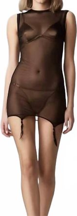 Murmur Garter Sheer Dress In Black