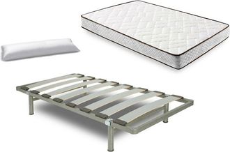 HOGAR 24 Cama Completa - Colch&oacute;n Flexitex Con Tejido 3d Y Aloe Vera, Altura 18 Cm + Somier Desmontable Con Patas De 32 Cm + Almohada De Fibra, 105x190 Cm