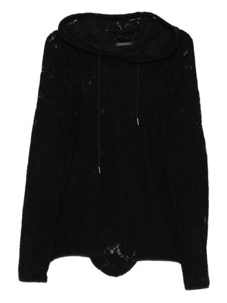 Juntae Kim lace hoodie - men - Nylon/Rayon/Elastane - L - Black