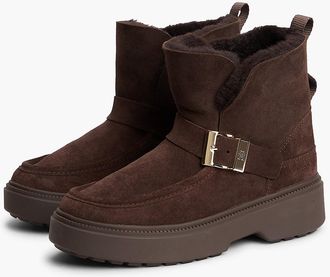 Tommy Hilfiger Womens Shearling & Suede Snow Boot - Fondant Brown - US 6.5 / EU 37