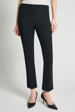 Ming Wang Stretch Deco Crepe Straight-Leg Pants in Black at Nordstrom, Size X-Small P