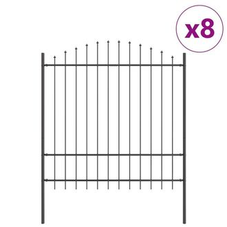 Berkfield Home Garden Fence with Hoop Top Grey 13.6x1.75 m Steel