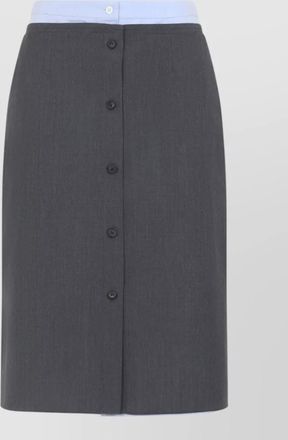 Prada wool blend buttoned double-layer midi straight skirt