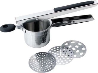 OEM Machacador De Patatas, Machacador De Patatas De Acero Inoxidable, Vaporera De Frutas Y Verduras, Prensa De Filtro, Exprimidor Manual, 3 Filtros