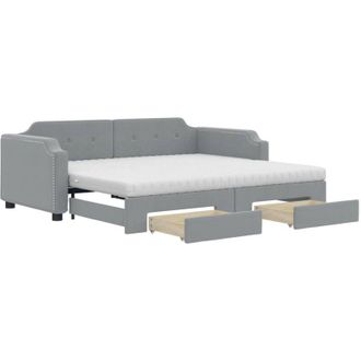 vidaXL Vidaxl - Sof&aacute; Cama Nido Con Cajones Tela Gris Claro 90x190 Cm