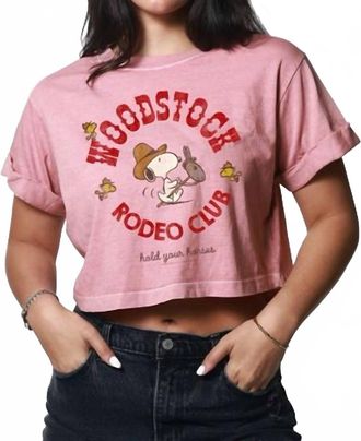 Girl Dangerous Peanuts Woodstock Rodeo Club Cropped Boyfriend Tee In Dusty Pink