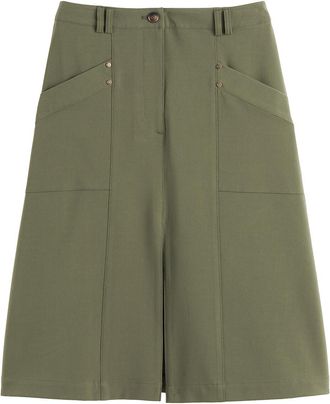 La Redoute Collections Wijd uitlopende rok met split vooraan en opgestikte zakken