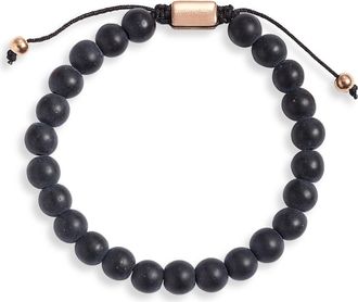 Clifton Wilson Mens Tigers Eye Beaded Bracelet in Black at Nordstrom