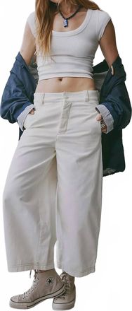 Free People Womens Lay Down Chino Trousers In Ivory White