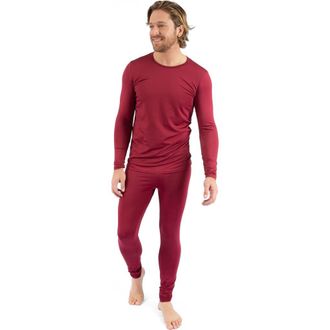 Leveret Mens Solid Thermal Pajama Set in Maroon at Nordstrom, Size Xx-Large