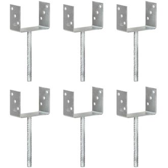 vidaXL Vidaxl Anclajes De Valla 6 Uds Acero Galvanizado Plateado 14x6x30 Cm