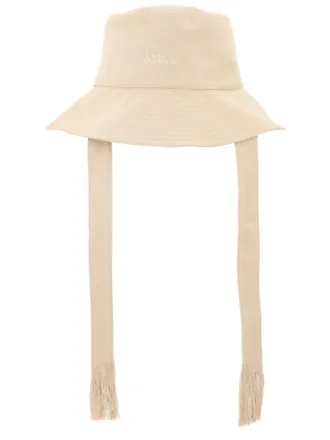 Isabel Marant Beige Shaley Logo Textured Bucket Hat