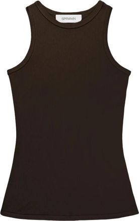 SPRWMN Racer Front Tank - Dames - Tops zonder mouwen - Bruin - L - Spandex - Tops