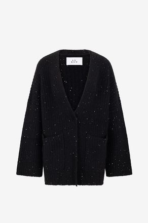 Lu Ren Weiter gerippter Oversize-Kaschmircardigan mit Pailletten Torill