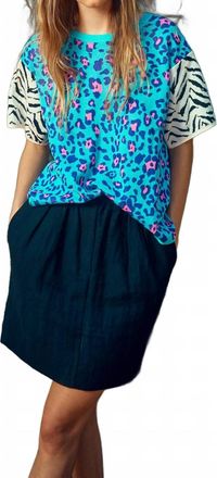 Replica Los Angeles Leopard & Zebra Mix Boyfriend Tee In Animal Print Blue