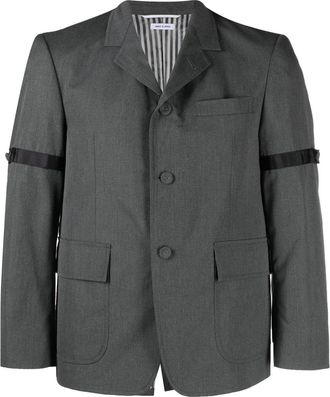 Thom Browne single-breasted button-fastening blazer - men - Cotton/Cupro - 0 - Grey