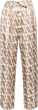 &Aacute;eron Zijden Print Trekkoord Casual Broek - Dames - Straight fit broeken - Veelkleurig - S - Broeken