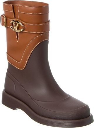 Valentino VLogo Rubber & Leather Rain Boot