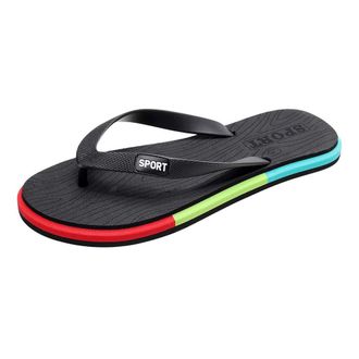 Generic Flat Slipper Shoes Flip-Flops Sandals Summer Breathable Beach Home Mens Shoes Mens Slipper Edema Slippers for Feet Men Wide Black