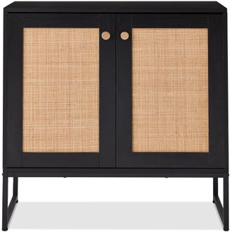 Best Choice Products 2-Door Rattan Storage Cabinet, Accent Furniture, Cupboard w/ Non-Scratch Foot Pads