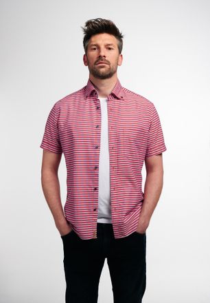 Eterna Kurzarmhemd ETERNA REGULAR FIT, Herren, Gr. M, US-Gr&ouml;ssen, rot, 70% cotton, 30% Lyocell, normal, Hemden Kurzarmhemd, EASY IRON (b&uuml;gelleicht)