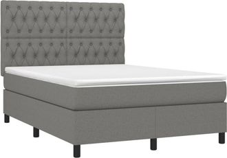 vidaXL Cama Box Spring Con Colch&oacute;n Tela Gris Oscuro 140x200 Cm Vidaxl